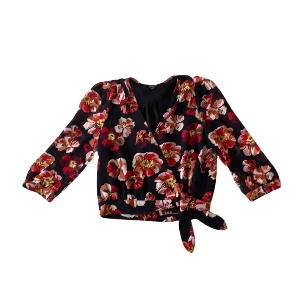 Madewell size medium floral tie waist  blouse